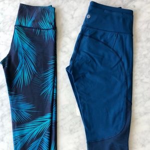X2 Lululemon blue / Linner Fire Palm Tree Pants 6